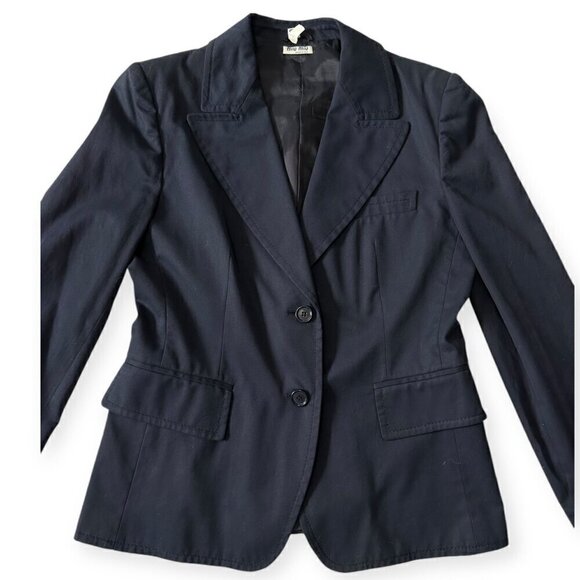 Miu Miu Navy Blue Cotton Blazer Jacket,‎ Size 46 Italy/US 10/M - Picture 10 of 16